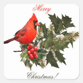 Kardinal på julkort Kuvertfrimärken/etiketter/ Fyrkantigt Klistermärke