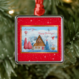 Kardinal på liggande julgransprydnad metall