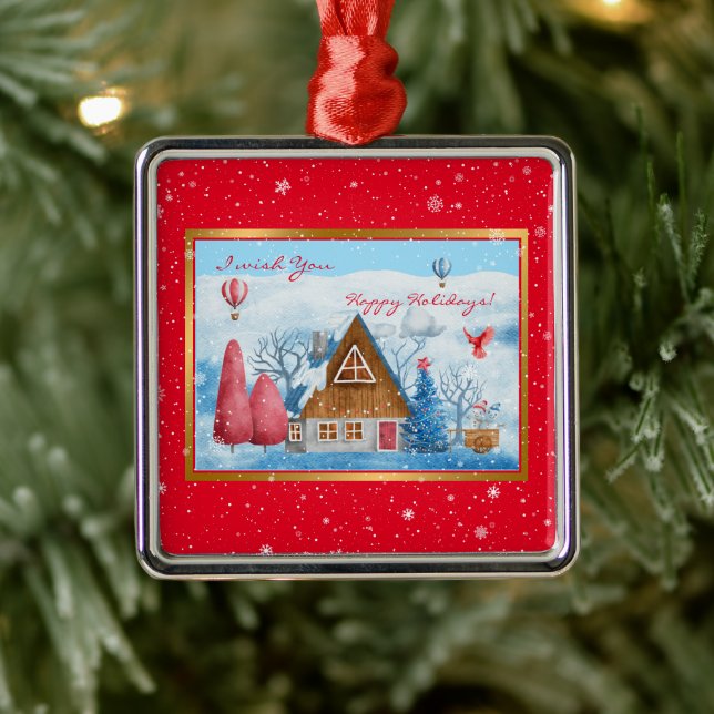 Kardinal på liggande julgransprydnad metall (Träd)