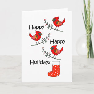 Kardinal Red Bird Funny Lycklig Helgdag jul Kort