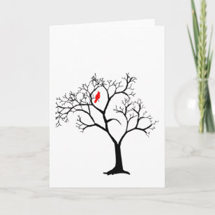 Kardinal Red Bird in Snowy Winter Träd Card Helgkort