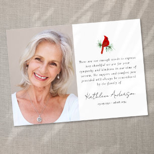 Kardinal Red Bird Photo Sympathy Funeral Tack Kort