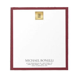 Kardinal Red Leather Square Logotyp professionell Anteckningsblock
