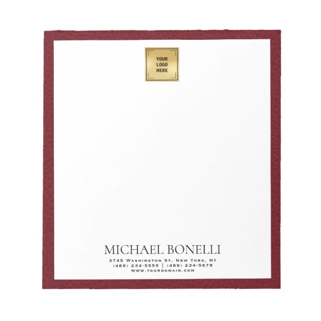 Kardinal Red Leather Square Logotyp professionell Anteckningsblock (Framsida)