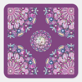 Kardinal Red Rosace Fyrkantigt Klistermärke