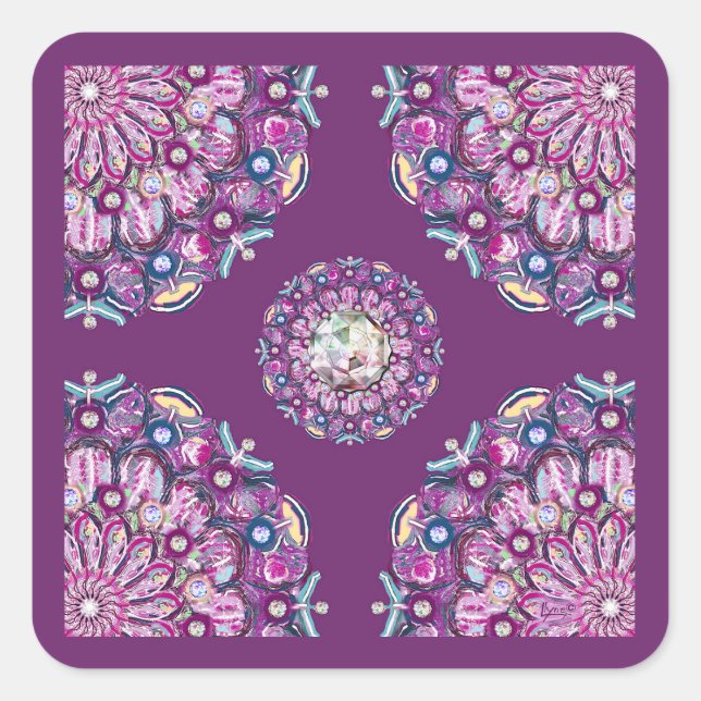 Kardinal Red Rosace Fyrkantigt Klistermärke (Framsida)