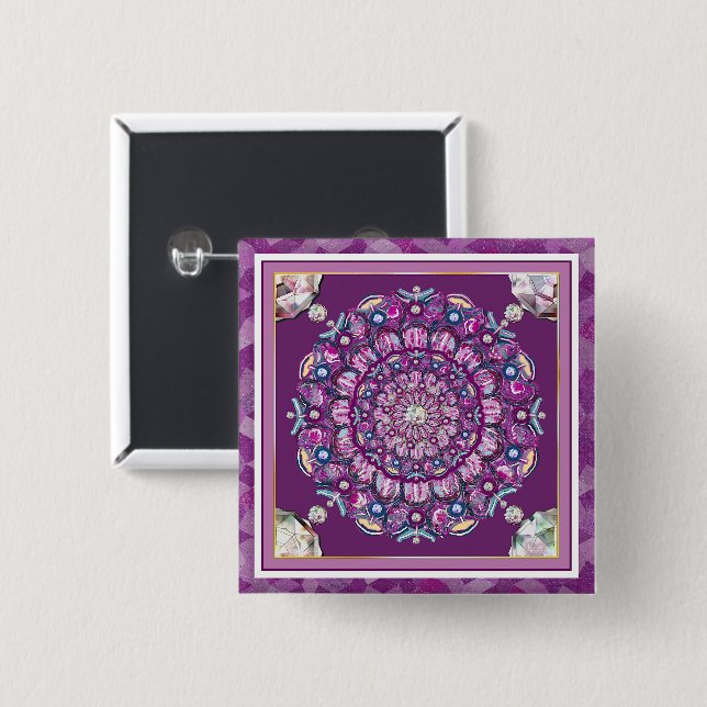 Kardinal Red Rosace Knapp (Framsida & baksida)