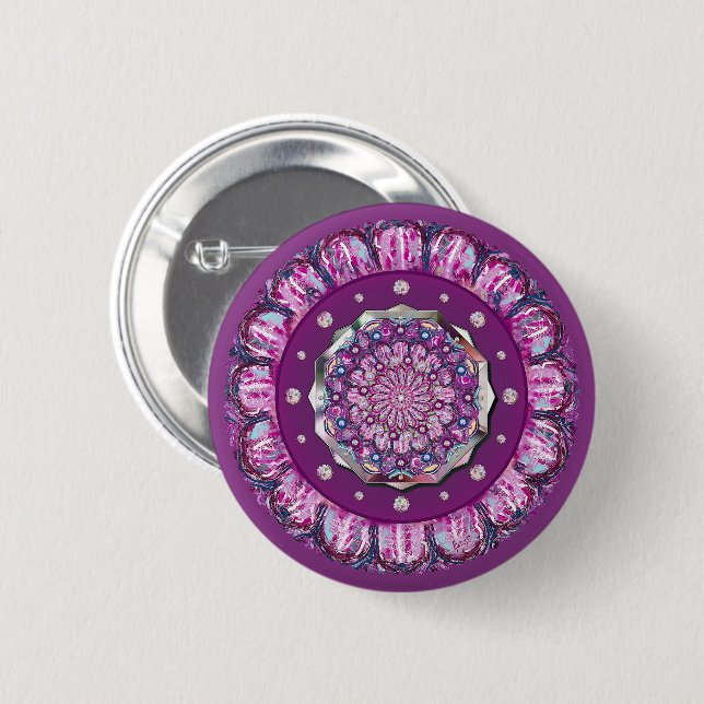 Kardinal Red Rosace Knapp (Framsida & baksida)