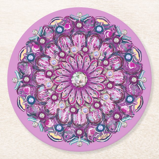 Kardinal Red Rosace Underlägg Papper Rund (Framsidan)