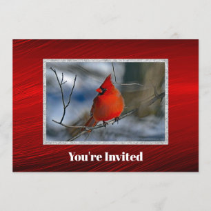 Kardinal Red Winter Photo Birthday Inbjudningar