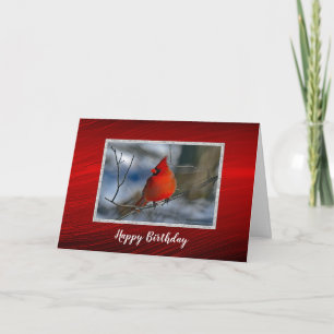 Kardinal Red Winter Photo Birthday Kort