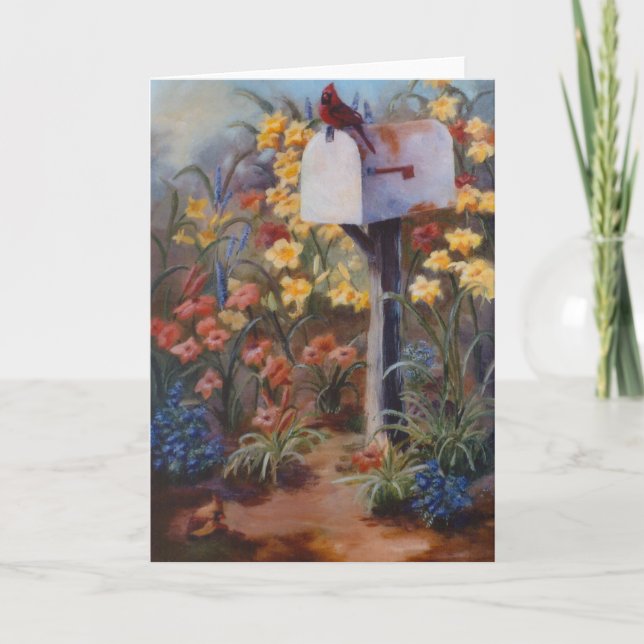Kardinal som väntar på posten kort (Framsida)