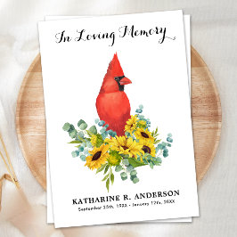 Kardinal Sunblommor Modern Memorial Funeral Tack Kort