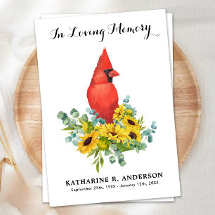 Kardinal Sunblommor Modern Memorial Funeral Tack Kort