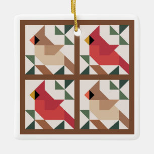 Kardinal Two sided Barn Quilt Ornament