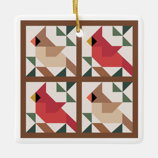 Kardinal Two sided Barn Quilt Ornament (Framsida)