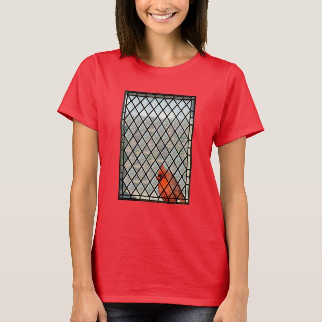 Kardinal ut mitt fönster T-Shirt (Framsida)