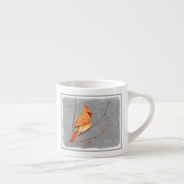 Kardinal vid Gren-målning - originalbild av fågel Espressomugg (Höger)