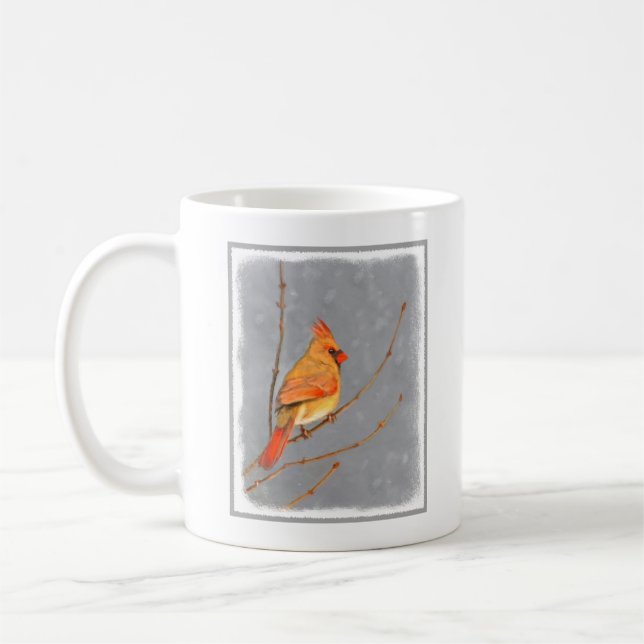Kardinal vid Gren-målning - originalbild av fågel Kaffemugg (Vänster)