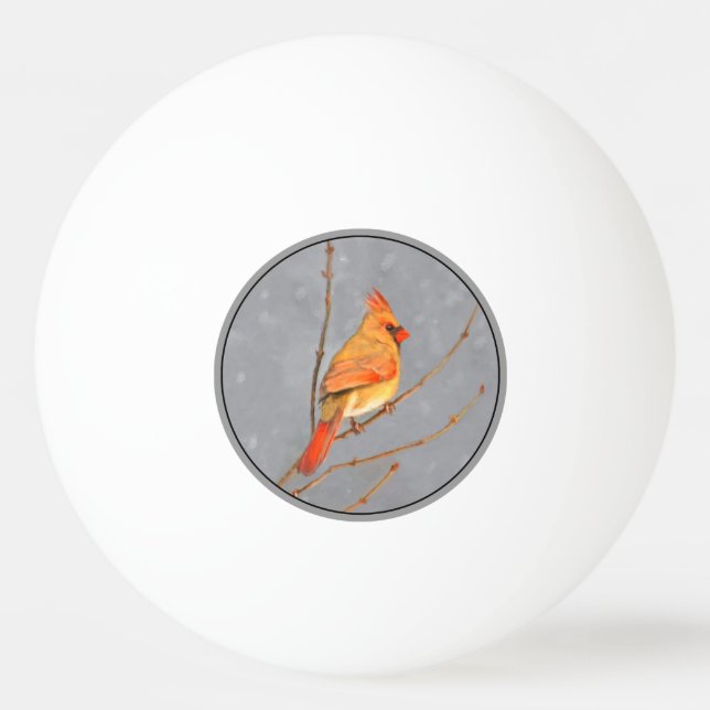 Kardinal vid Gren-målning - originalbild av fågel Pingisboll (Framsidan)
