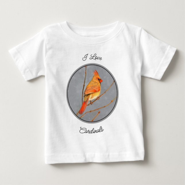 Kardinal vid Gren-målning - originalbild av fågel T Shirt (Framsida)