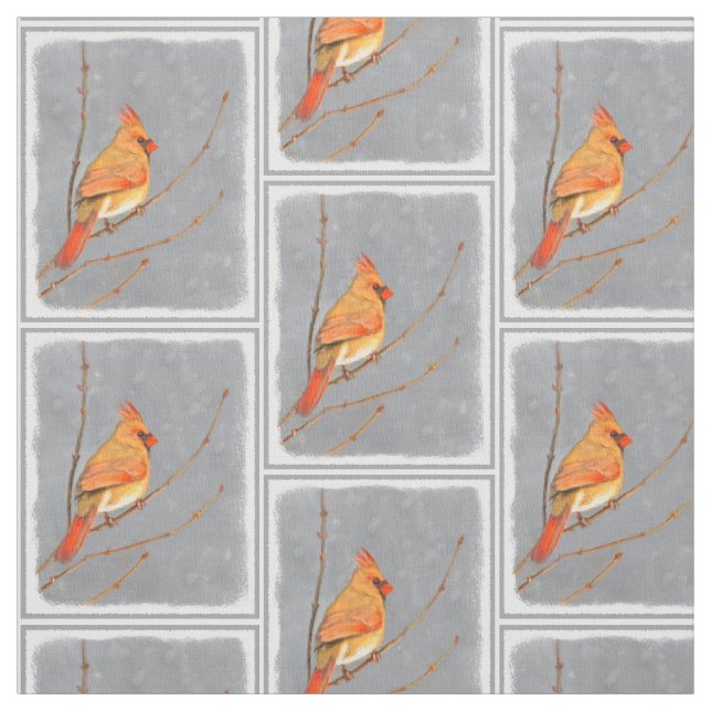 Kardinal vid Gren-målning - originalbild av fågel Tyg (Provkarta)