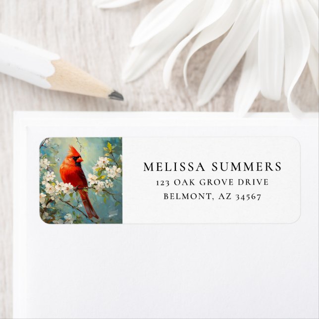 Kardinal White Blommar Flowers Fine Art Returadress Etikett (Insitu)