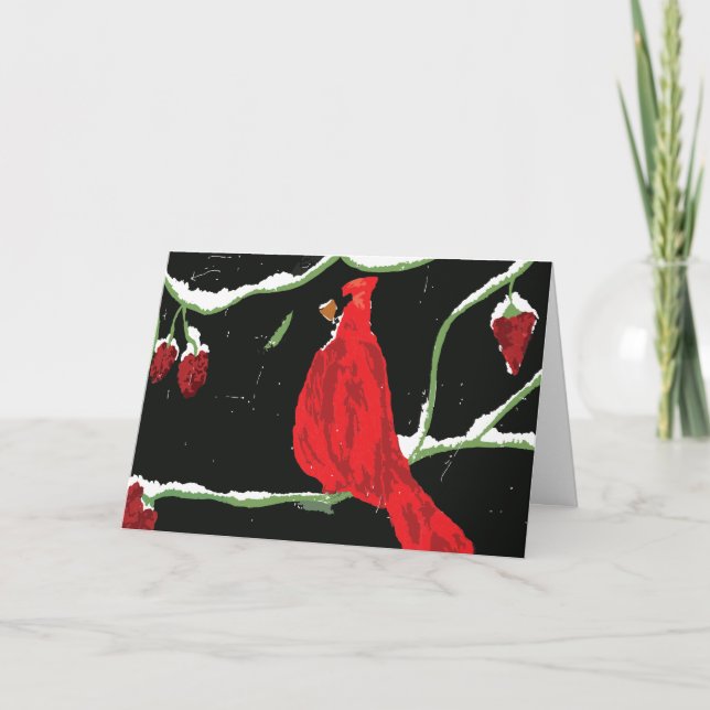 Kardinal Winter Bird Kort (Framsida)