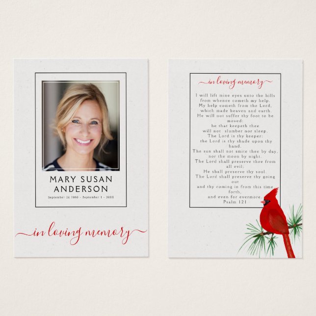 Kardinalanteckningsmönsterkort för minnesantecknin visitkort (Framsida & baksida)