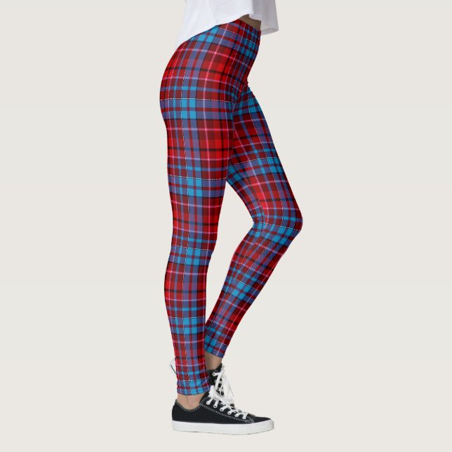 Kardinalblå röd rutig tartan-design  leggings (Höger)