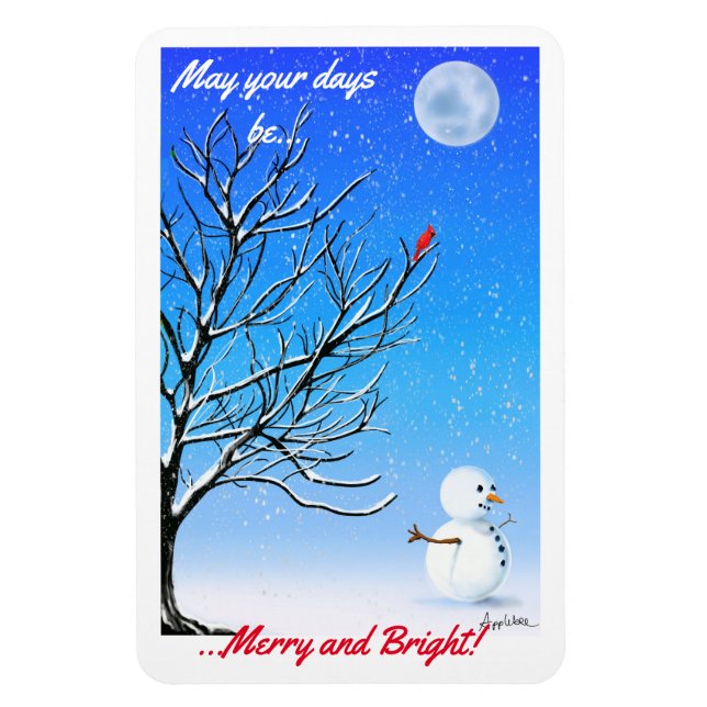 Kardinalen och Snögubbe Magnet (Vertikal)