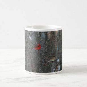 Kardinalen parar kaffemugg