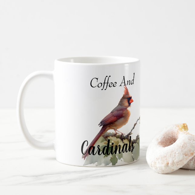 Kardinaler Fågelskådning Personalisera Kaffemugg (Med munk)
