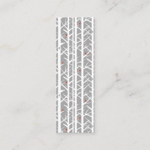 Kardinaler i Birch Träd Light Grått Bookmark Mini Visitkort