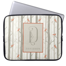 Kardinaler i Björkar, Monogram, Efternamn Anpassat Laptop Fodral