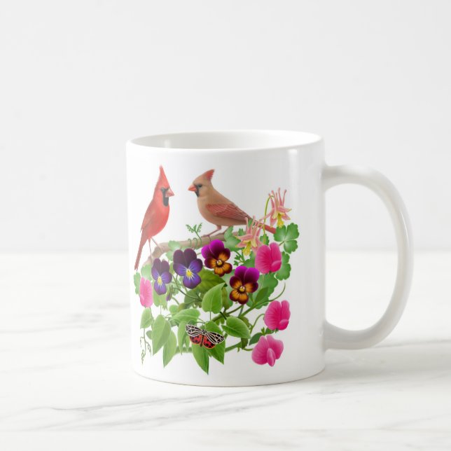 Kardinaler i den trädgårds- muggen kaffemugg (Höger)