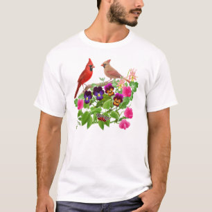 Kardinaler i den trädgårds- T-tröja T-shirt