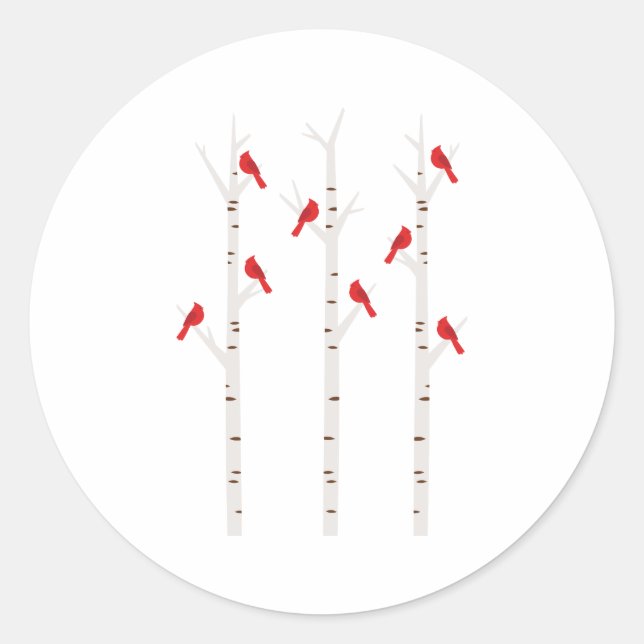 Kardinaler i Träd Runt Klistermärke (Framsida)