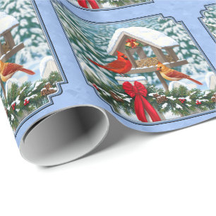 Kardinaler, julfest, blå presentpapper