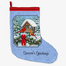 Kardinaler, julfest, blå stor julstrumpa