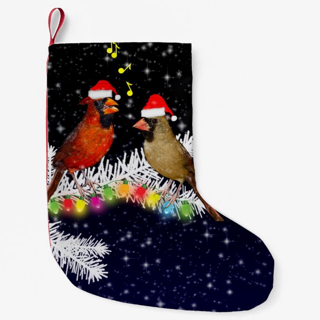 Kardinaler, julklapp liten julstrumpa (Framsidan)