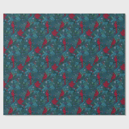 Kardinaler och barrträd, vintertid helgdag mönster presentpapper