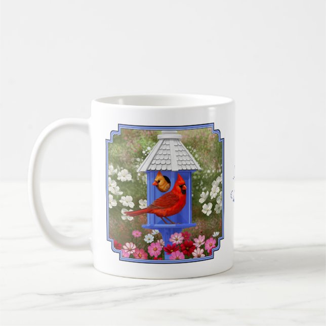 Kardinaler och Blue Birdhouse Kaffemugg (Vänster)