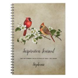 Kardinaler och Dogwood Blommar Inspiration Journal Anteckningsbok