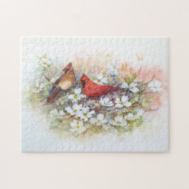 Kardinaler och Dogwood Puzzle Pussel