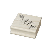 Kardinaler och Holly Returadress Wood Art Frimärke