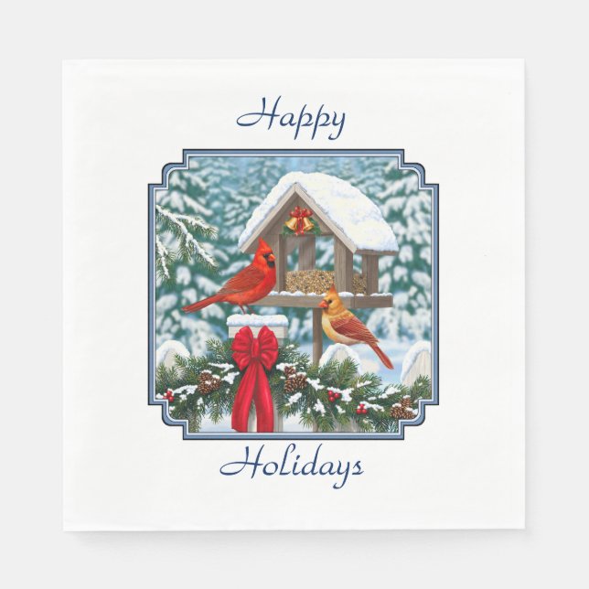 Kardinaler och julföda pappersservett (Framsidan)