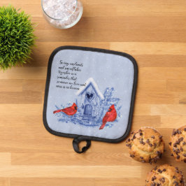 Kardinaler och Snö Pot Holder
