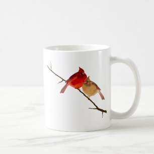 kardinaler på en gren kaffemugg