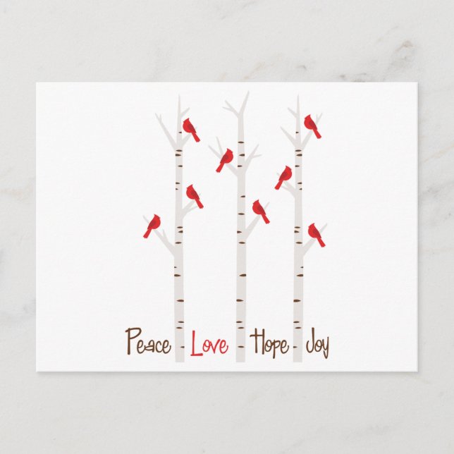 Kardinaler på gren vykort (Framsida)